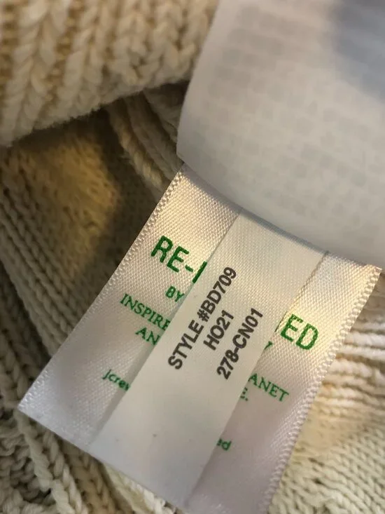 J Crew Sweater Womens XS Beige Cotton Fisherman Long Sleeve Boxy Turtleneck - Picture 5 of 7